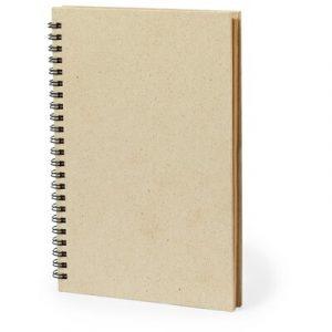 Carnet (environ A5, 80 feuilles lignées) en papier d'herbe, couverture rigide, reliure à spirale