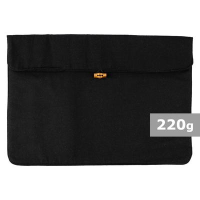 Pochette pour ordinateur portable 15", aide à éviter la saleté et la poussière, design minimaliste, une façon esthétique de ranger un ordinateur portable, des notes ou des livres d'étude, avec élément en bambou et fermeture par corde, produit en coton 120 gr/m²,