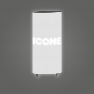Totem galbé lumineux ajouré texte à plat