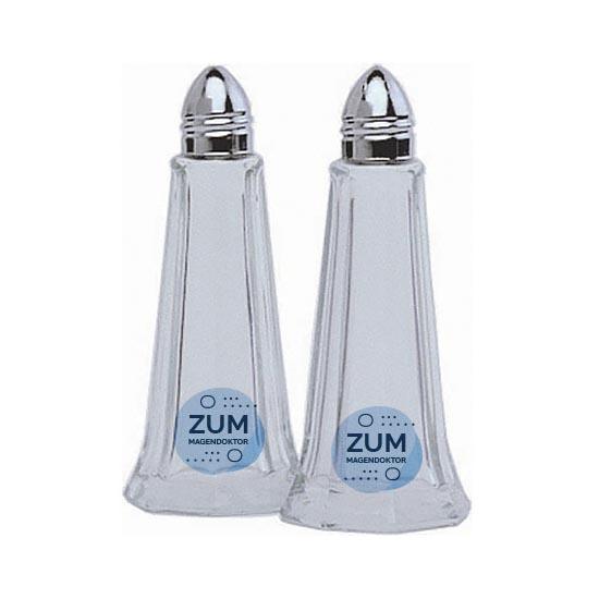 Salière Lighthouse en verre (couvercle argenté) (11,5 cm) GOODIES vaisselle personnalisés et publicitaire