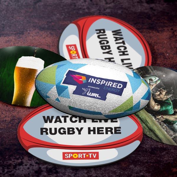 Tapis à bière en forme de ballon de rugby GOODIES RESTAURANTS