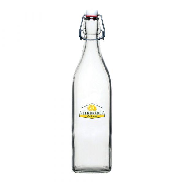 Bouteille à bascule carrée en verre - 1 litre (2 pintes) GOODIES verres personnalisés et publicitaire