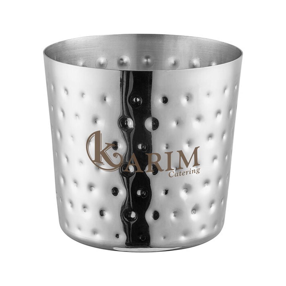 Tasse de service en acier inoxydable effet martelé (8.5x8.3cm) GOODIES vaisselle personnalisés et publicitaire
