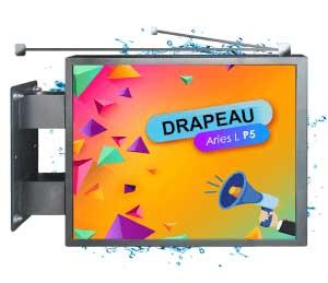 Ecran LED enseigne drapeau double face LED P5 ARIES L Full Color EXTERIEUR 102 x 70 cm-signaletique digitale