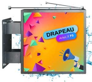 Ecran LED enseigne drapeau double face LED P5 ARIES X Full Color EXTERIEUR 102 x 102 cm-signaletique digitale