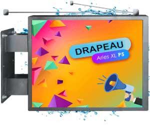 Ecran LED enseigne drapeau double face LED P5 ARIES Xl Full Color EXTERIEUR 102 x 70 cm-signaletique digitale