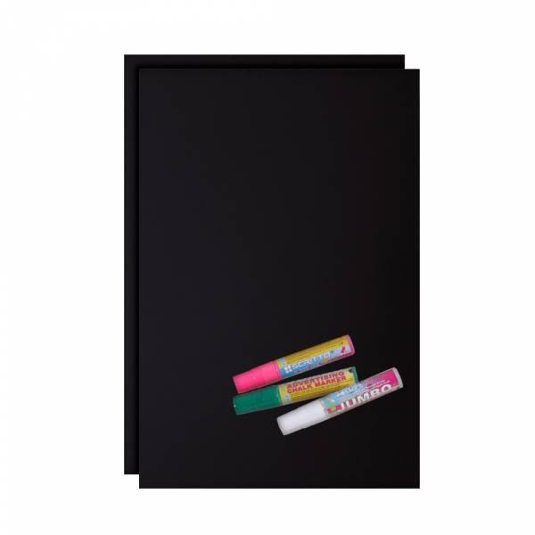 Lot De 2 Feuilles D'écriture Noires Et 3 Stylos Craie A2 display publicitaire