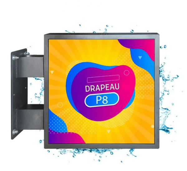 Ecran LED enseigne drapeau deux faces LED P8 Full Color extérieur 70 x 70 cm-signaletique digitale
