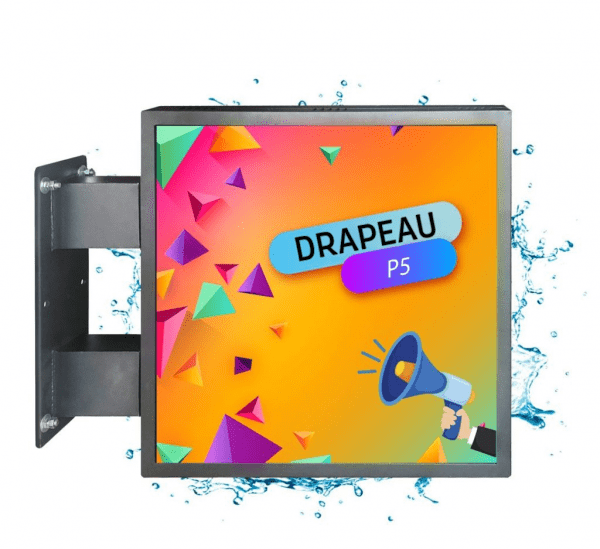 Ecran LED enseigne drapeau deux faces LED P5 Full Color EXTERIEUR 70 x 70 cm-signaletique digitale