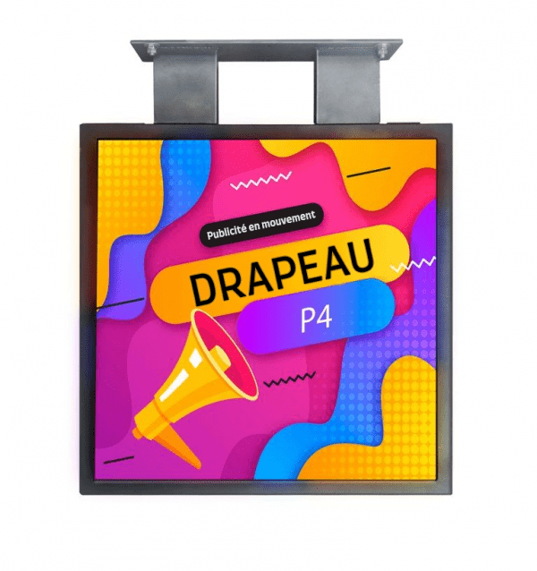 Ecran LED enseigne drapeau deux faces LED P4 Full Color extérieur châssis aluminium 70 x 70 cm-signaletique digitale