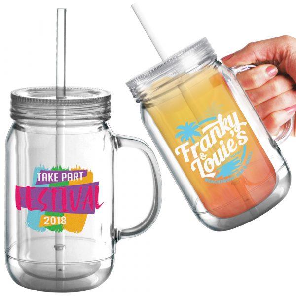 Bocal Mason réutilisable en plastique (600ml/20oz) GOODIES verres personnalisés et publicitaire