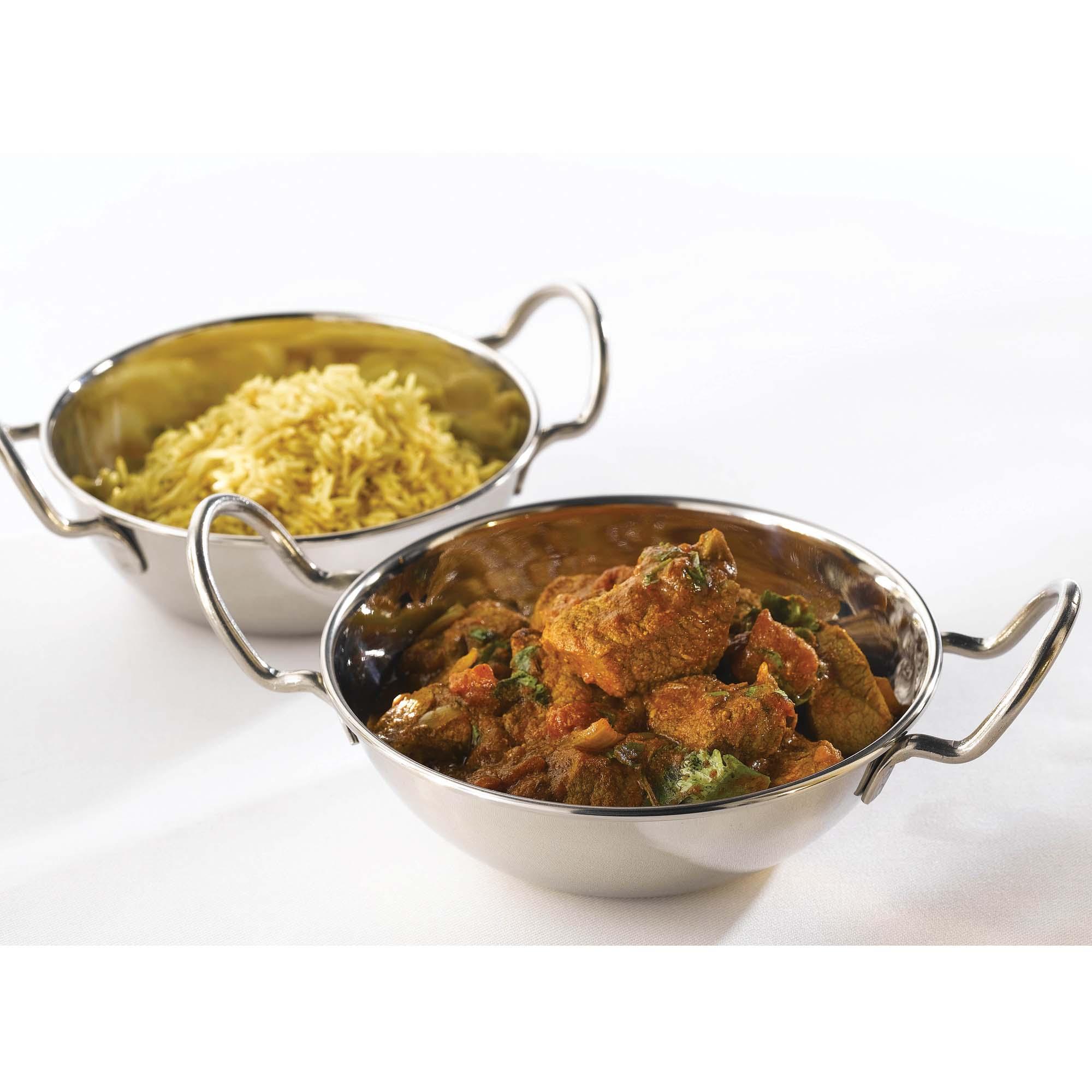 Plat à Balti en acier inoxydable avec poignées (570ml) GOODIES vaisselle personnalisés et publicitaire