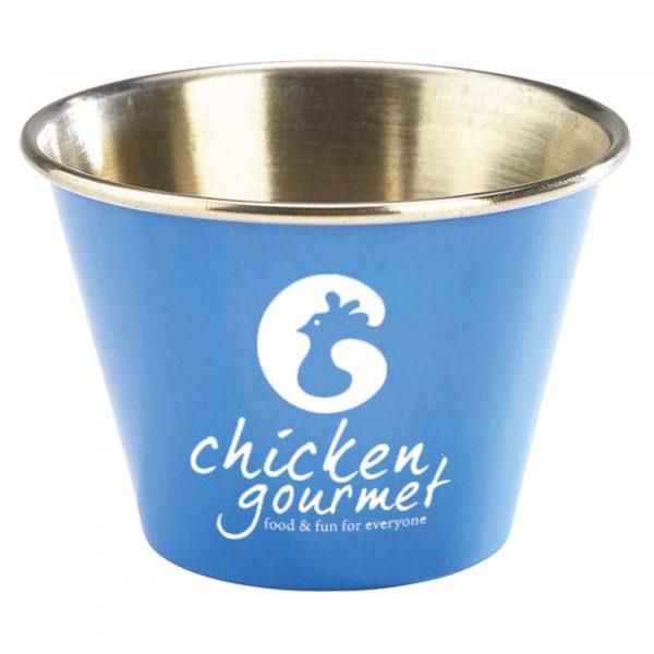 Ramequin en acier inoxydable de 2,5 oz (bleu, rouge, jaune et noir) GOODIES vaisselle personnalisés et publicitaire