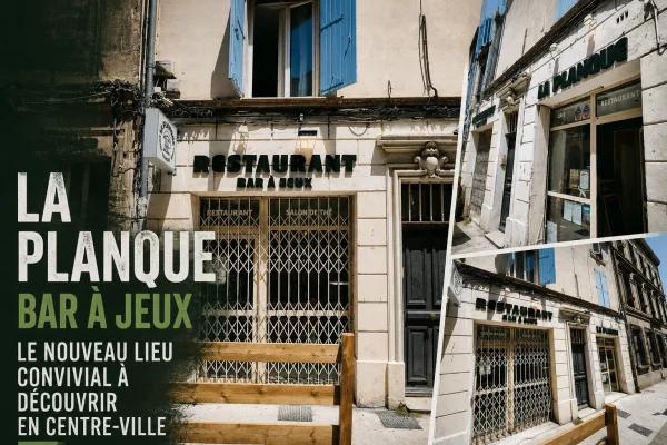 Bar à jeux La Planque, restaurant en centre-ville, avec façade et enseigne visibles