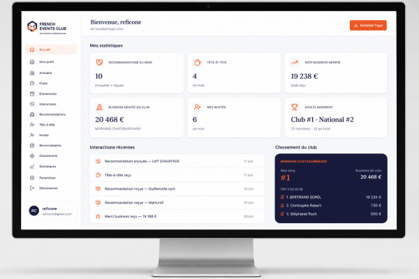 Création application pour club business