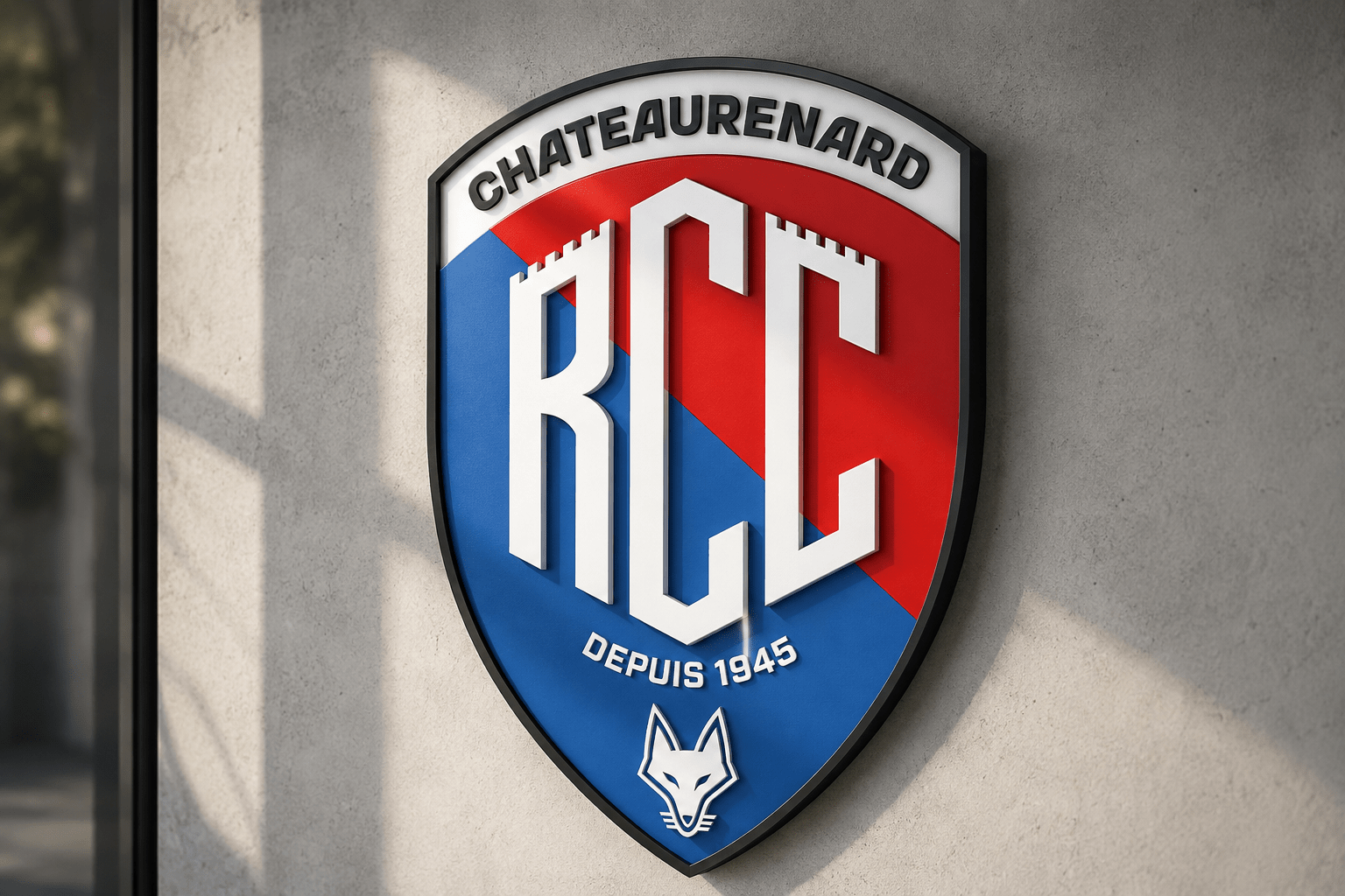 Logo du Châteaurenard RC avec les lettres R C, « Depuis 1945 » et une tête de renard